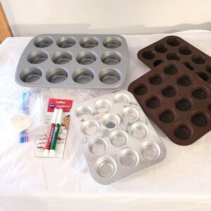 Mini & 1cup muffin pans 4 pcs, New food writer and mini paper cups